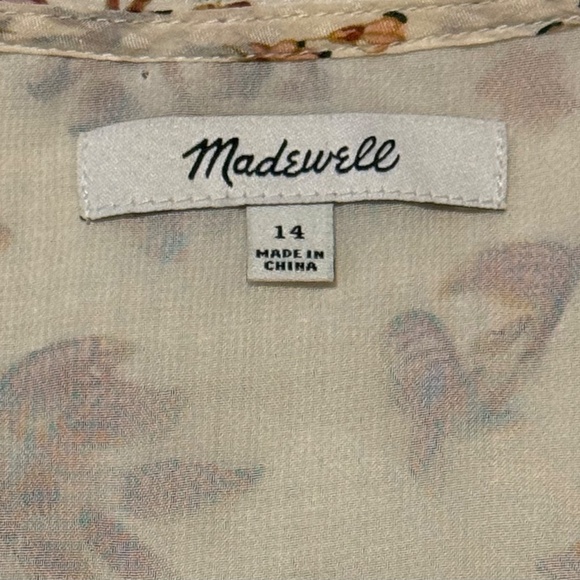 Madewell | Silk Floral Print Blouse - Cream Color | Size 14 - Picture 4 of 12